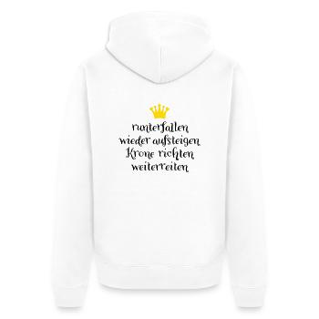 Reitunfall - Unisex Premium Bio Zip Hoodie - Weiß - Hinten - Thijin (182cm)