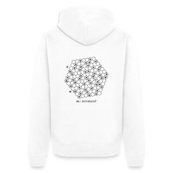 bee different biene wabe honig imker bienen - Unisex Premium Bio Zip Hoodie - Weiß - Hinten - Thijin (182cm)