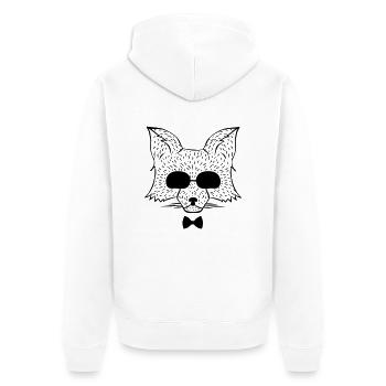 COOLER FUCHS / FOX / SONNENBRILLE / FUCHS / FLIEGE - Unisex Premium Bio Zip Hoodie - Weiß - Hinten - Thijin (182cm)