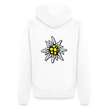 Edelweiss - Unisex Premium Bio Zip Hoodie - Weiß - Hinten - Thijin (182cm)