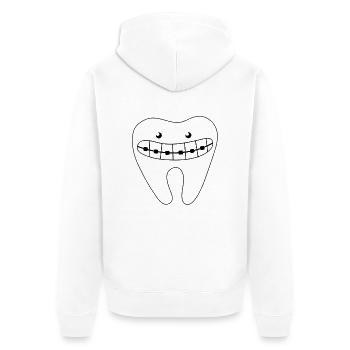 Zahnspangensmile - Unisex Premium Bio Zip Hoodie - Weiß - Hinten - Thijin (182cm)
