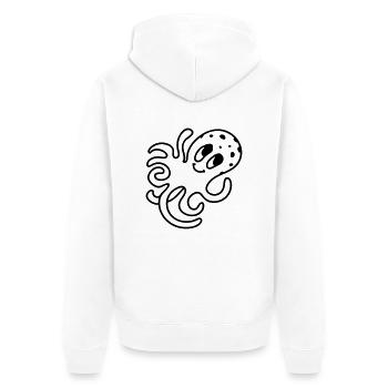 Krake - Line - Unisex Premium Bio Zip Hoodie - Weiß - Hinten - Thijin (182cm)