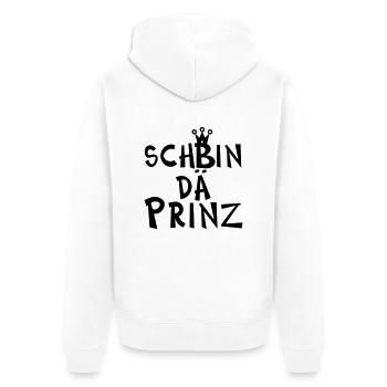 Prinz - Unisex Premium Bio Zip Hoodie - Weiß - Hinten - Thijin (182cm)