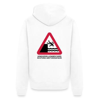 Junggesellenabschied - Absturzgefahr durch Alkohol - Unisex Premium Bio Zip Hoodie - Weiß - Hinten - Thijin (182cm)
