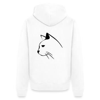 Katzengesicht - Unisex Premium Bio Zip Hoodie - Weiß - Hinten - Thijin (182cm)
