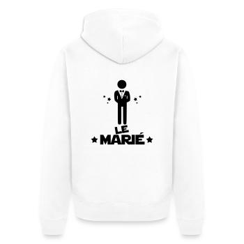 le marié,citations,message,bonhomme - Veste à capuche bio Premium Unisexe - blanc - Dos - Thijin (182cm)