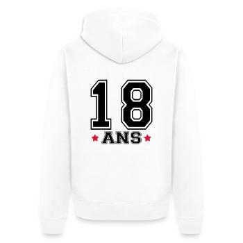 18 ANS,âge,numéro - Veste à capuche bio Premium Unisexe - blanc - Dos - Thijin (182cm)