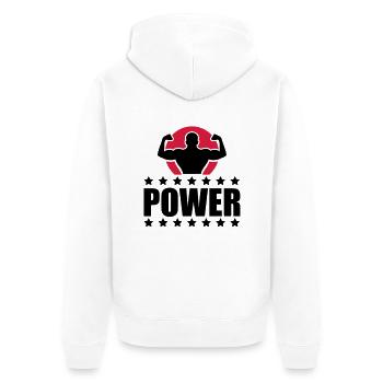 Power Logo Champ - Unisex Premium Bio Zip Hoodie - Weiß - Hinten - Thijin (182cm)