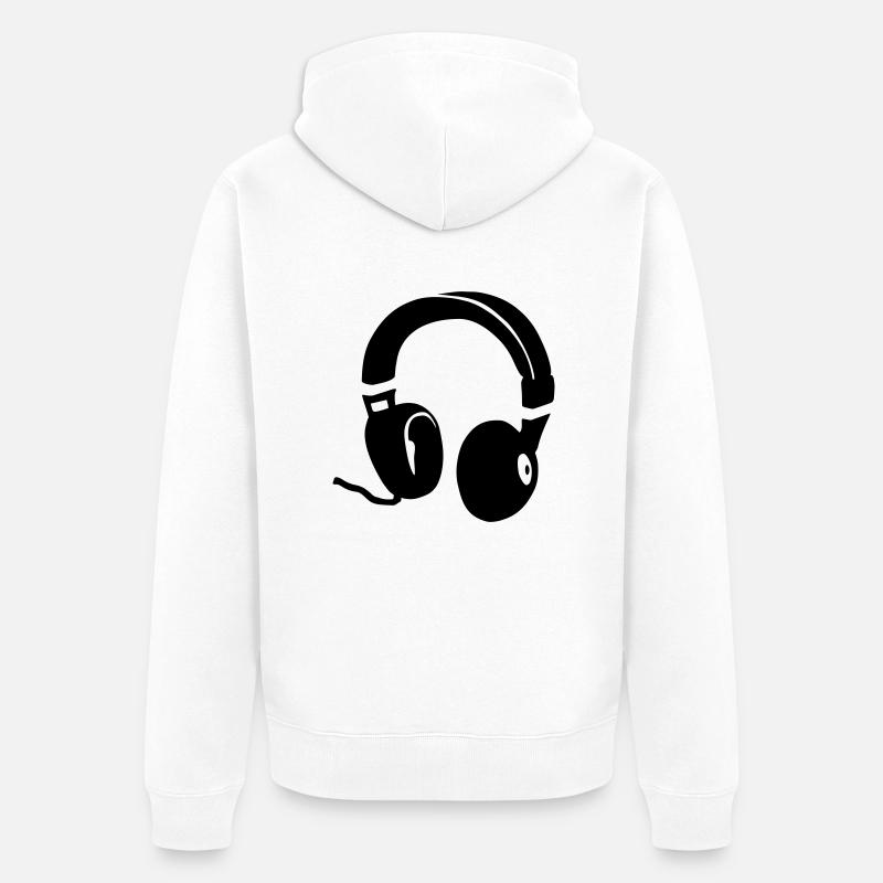 Kopfhörer - Unisex Premium Bio Zip Hoodie - Weiß