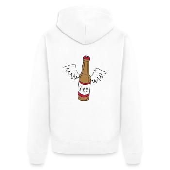 Engels Bier - Unisex Premium Bio Zip Hoodie - Weiß - Hinten - Thijin (182cm)