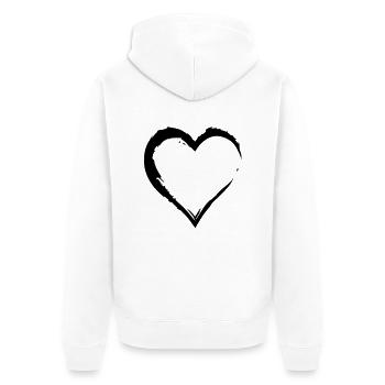 HEART - Unisex Premium Organic Zip Hoodie - white - Back - Thijin (182cm)