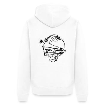 Feuerwehrhelm f2 - Unisex Premium Bio Zip Hoodie - Weiß - Hinten - Thijin (182cm)