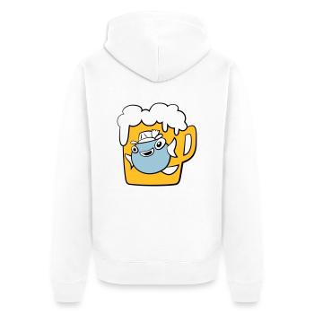 Fisch - Unisex Premium Bio Zip Hoodie - Weiß - Hinten - Thijin (182cm)