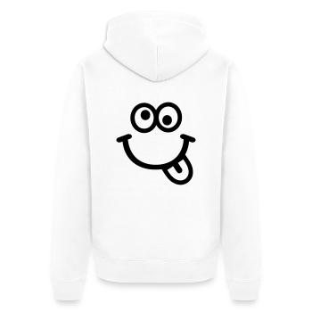 Smiley - Unisex Premium Bio Zip Hoodie - Weiß - Hinten - Thijin (182cm)