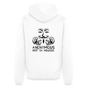 anonym Schaum Alkohol trinken Bier humou - Unisex Premium Bio Zip Hoodie - Weiß - Hinten - Thijin (182cm)