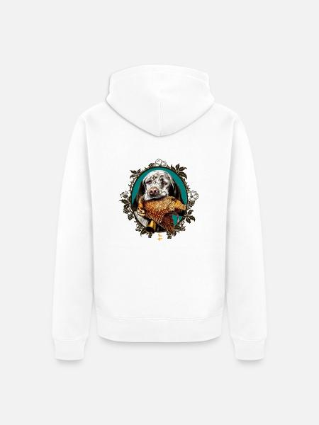 setter_and_woodcock - Felpa con cappuccio ecologica premium unisex - bianco
