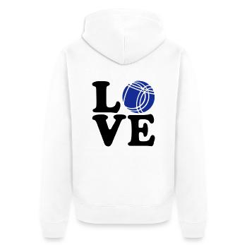 Boule - Unisex Premium Bio Zip Hoodie - Weiß - Hinten - Thijin (182cm)