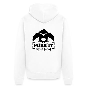 Push It To The Limit Penguin - Unisex Premium Organic Zip Hoodie - white - Back - Thijin (182cm)