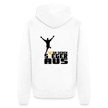 So sehen Sieger aus - Unisex Premium Bio Zip Hoodie - Weiß - Hinten - Thijin (182cm)