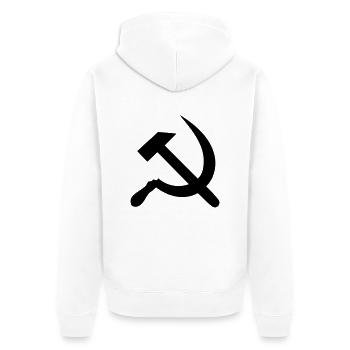 Hammer und Sichel - Unisex Premium Bio Zip Hoodie - Weiß - Hinten - Thijin (182cm)