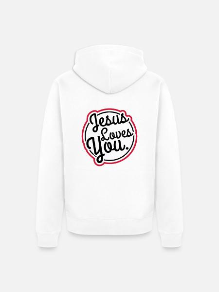 jesus_loves_you_gu2 - Unisex Premium Bio Zip Hoodie - Weiß