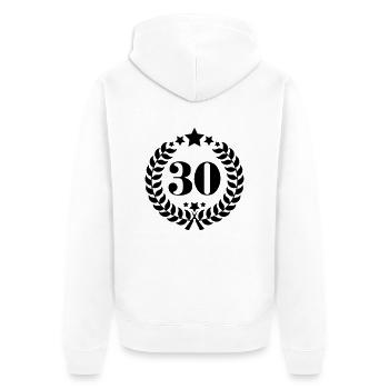 30ter Geburtstag Kranz Jubiläum - Unisex Premium Bio Zip Hoodie - Weiß - Hinten - Thijin (182cm)