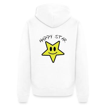 Happy star - Unisex Premium Bio Zip Hoodie - Weiß - Hinten - Thijin (182cm)