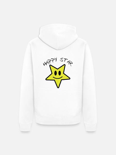 Happy star - Unisex Premium Bio Zip Hoodie - Weiß