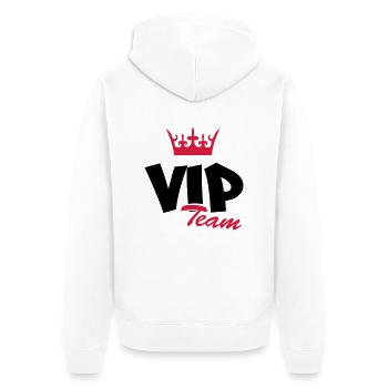 vip_team2 - Unisex Premium Bio Zip Hoodie - Weiß - Hinten - Thijin (182cm)