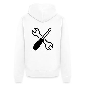 Werkzeug - Unisex Premium Bio Zip Hoodie - Weiß - Hinten - Thijin (182cm)