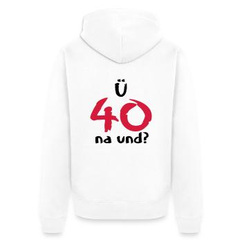 über 40 ü40 ü 40 Geschenke Geburtstag T-Shirt - Unisex Premium Bio Zip Hoodie - Weiß - Hinten - Thijin (182cm)