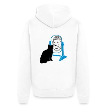 katze - löwe - spiegel - Unisex Premium Bio Zip Hoodie - Weiß - Hinten - Thijin (182cm)