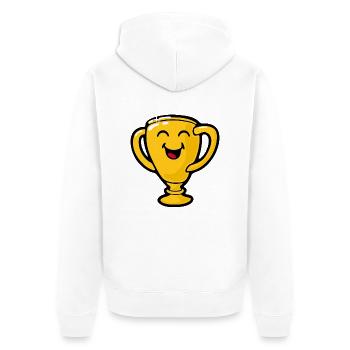 Smiley Goldtrophy Giggling - Unisex Premium Organic Zip Hoodie - white - Back - Thijin (182cm)