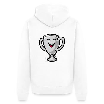 Smiley Trophy - Unisex Premium Bio Zip Hoodie - Weiß - Hinten - Thijin (182cm)