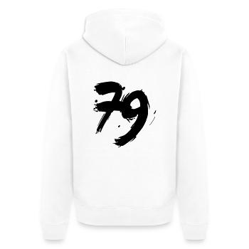 79 design zahl - z10 - Unisex Premium Bio Zip Hoodie - Weiß - Hinten - Thijin (182cm)