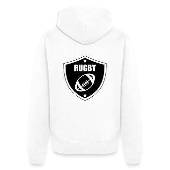 Rugby - Rugbyman - Sport - Fighter - Fight - Veste à capuche bio Premium Unisexe - blanc - Dos - Thijin (182cm)