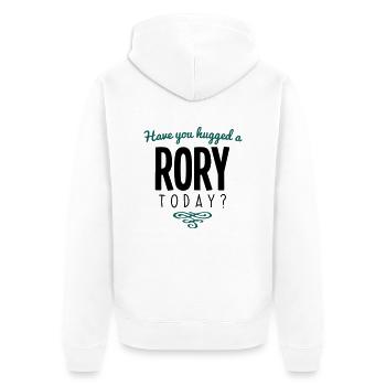have you hugged a rory name today - Unisex Premium Organic Zip Hoodie - white - Back - Thijin (182cm)
