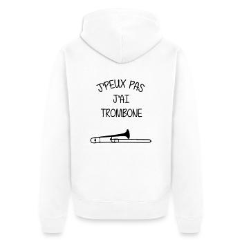 Trombone / Tromboniste / Instrument de Musique - Veste à capuche bio Premium Unisexe - blanc - Dos - Thijin (182cm)