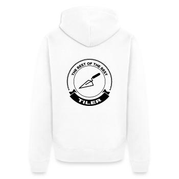 Fliesenleger / Bau / Fliesen / Maurer - Unisex Premium Bio Zip Hoodie - Weiß - Hinten - Thijin (182cm)
