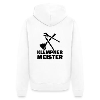 Klempner - Unisex Premium Bio Zip Hoodie - Weiß - Hinten - Thijin (182cm)