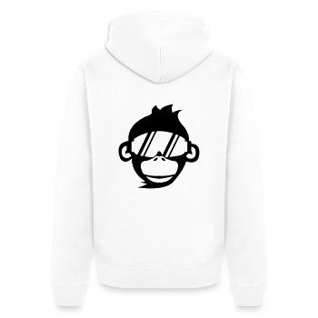 affe_skibrille_01 - Unisex Premium Bio Zip Hoodie - Weiß - Hinten - Thijin (182cm)