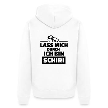 Schiri - Unisex Premium Bio Zip Hoodie - Weiß - Hinten - Thijin (182cm)