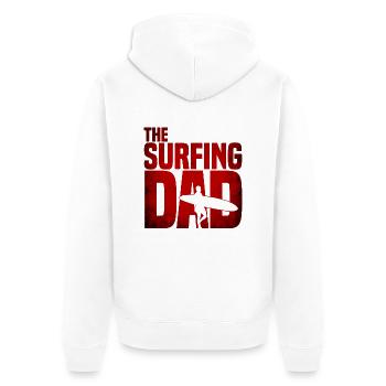 The Surfing Dad - Surfer Vater Vatertag Wellen - Unisex Premium Bio Zip Hoodie - Weiß - Hinten - Thijin (182cm)