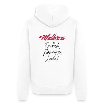 mallorca endlich normale leute - Unisex Premium Bio Zip Hoodie - Weiß - Hinten - Thijin (182cm)