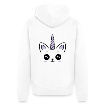 Meowicorn Unicorn Licorne chat enfant chat doux - Veste à capuche bio Premium Unisexe - blanc - Dos - Thijin (182cm)