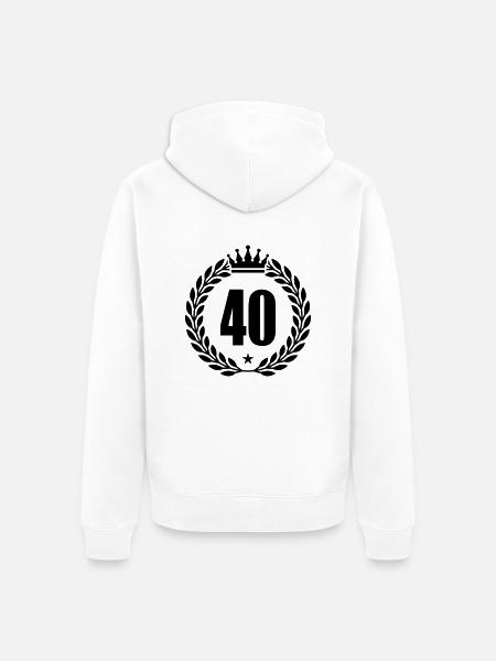 40 kranz krone - Unisex Premium Bio Zip Hoodie - Weiß