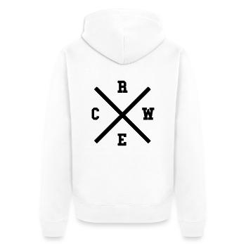 CREW x - Unisex Premium Bio Zip Hoodie - Weiß - Hinten - Thijin (182cm)