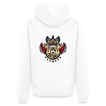 King King Fußball Sport Logo Flügel Stempel - Unisex Premium Bio Zip Hoodie - Weiß - Hinten - Thijin (182cm)
