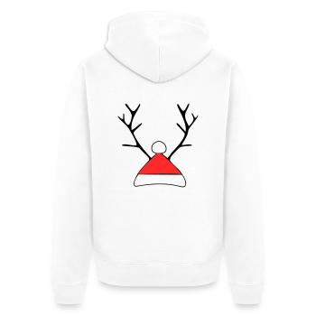 Weihnachtsmütze mit Geweih - Unisex Premium Bio Zip Hoodie - Weiß - Hinten - Thijin (182cm)