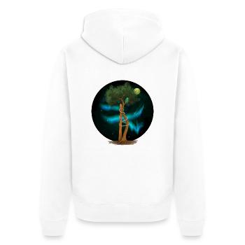 OT Tree in the Aurora Borealis (gOT it!) - Unisex Premium Organic Zip Hoodie - white - Back - Thijin (182cm)